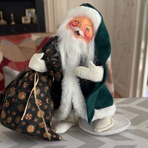 Annalee Touch of Gold from 2000.  Dark Green and White Santa Figurine